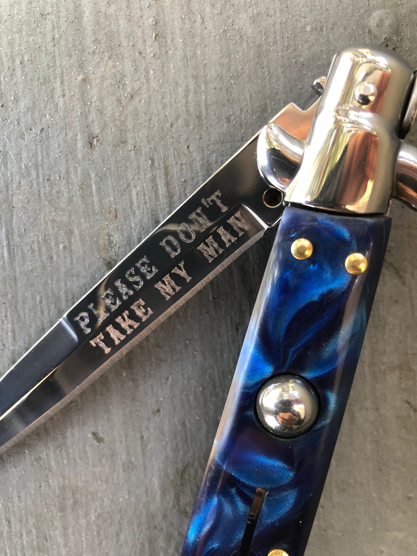 Jolene Stiletto with engraved blade.