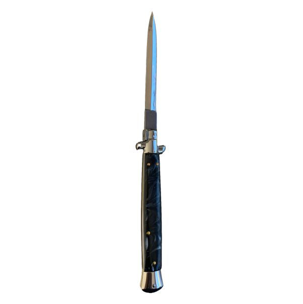 13" Black Pearl Stiletto with Silver Blade