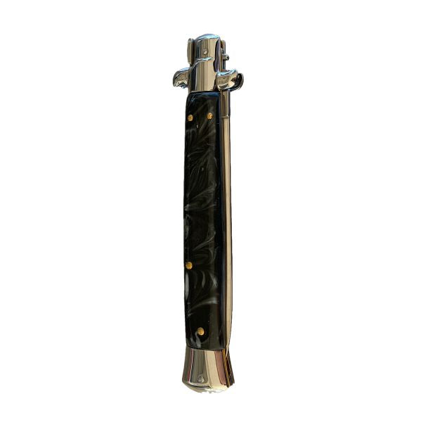 13" Black Pearl Stiletto with Silver Blade