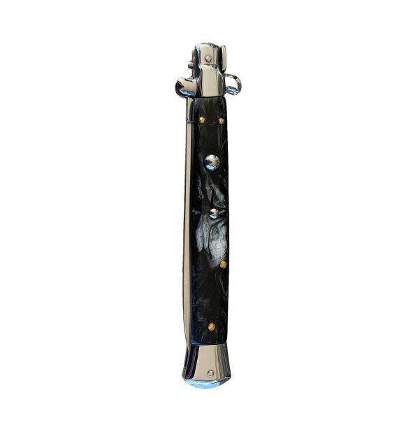 13" Black Pearl Stiletto with Silver Blade
