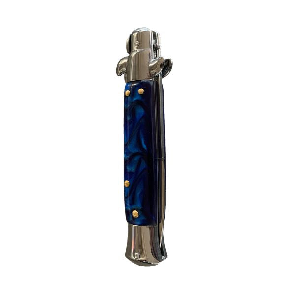 Blue Marble Stiletto with Silver Blade