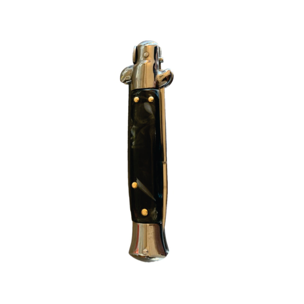 Black Stiletto with Silver Blade