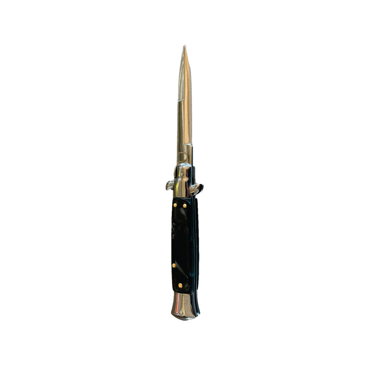 Black Stiletto with Silver Blade