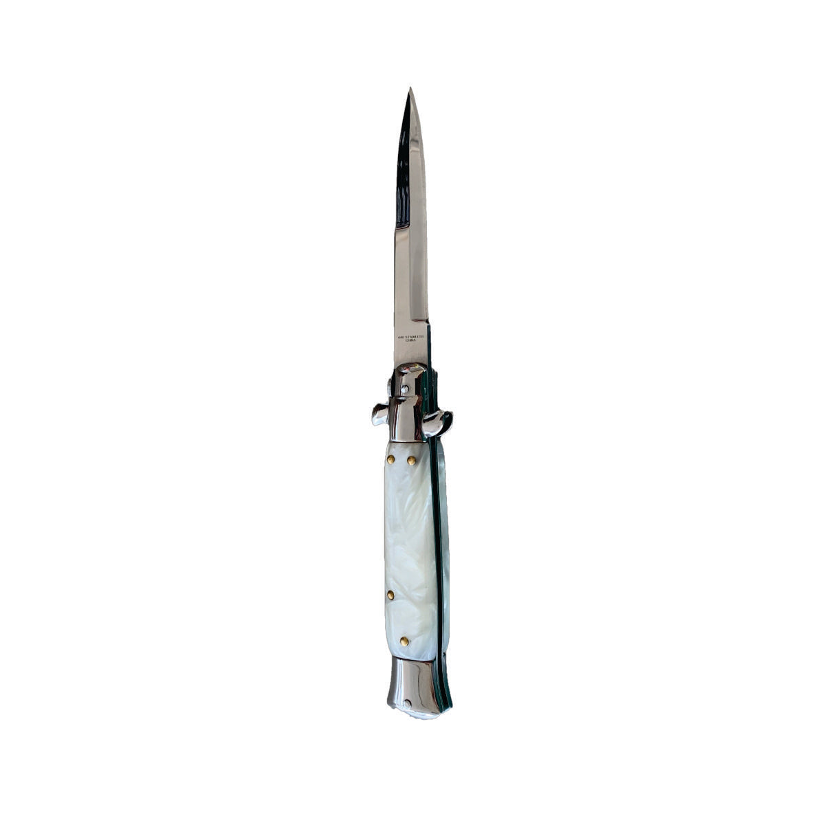 White Pearl Stiletto with Silver Blade