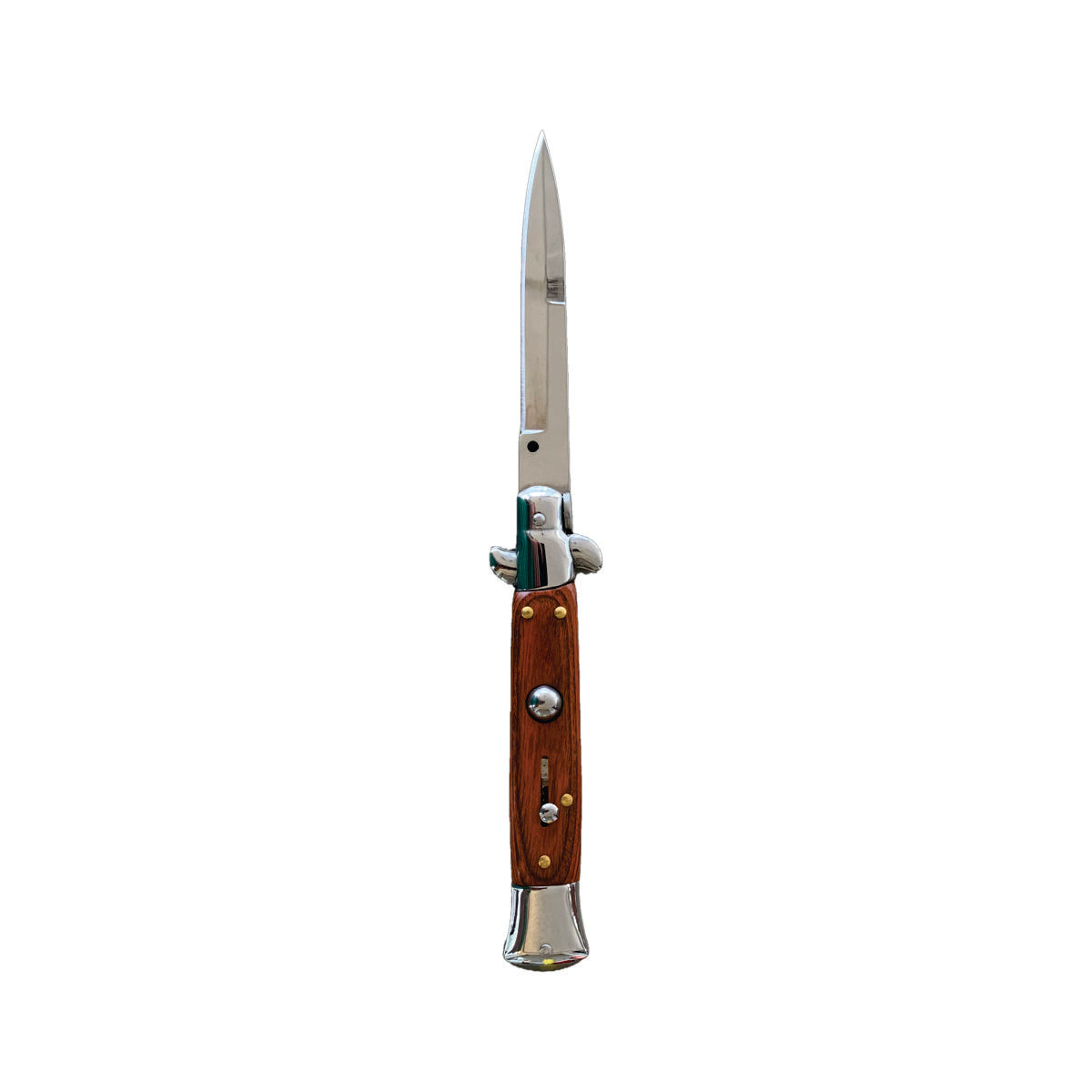 Wood Handle Stiletto with Silver Blade
