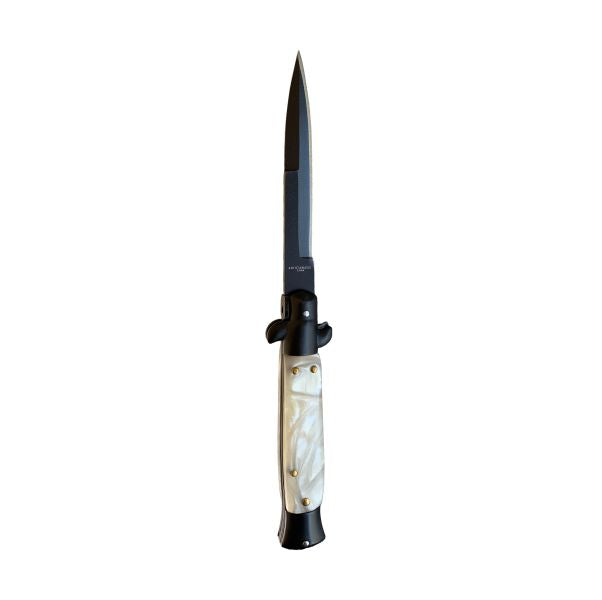 White Pearl Stiletto with Black Blade