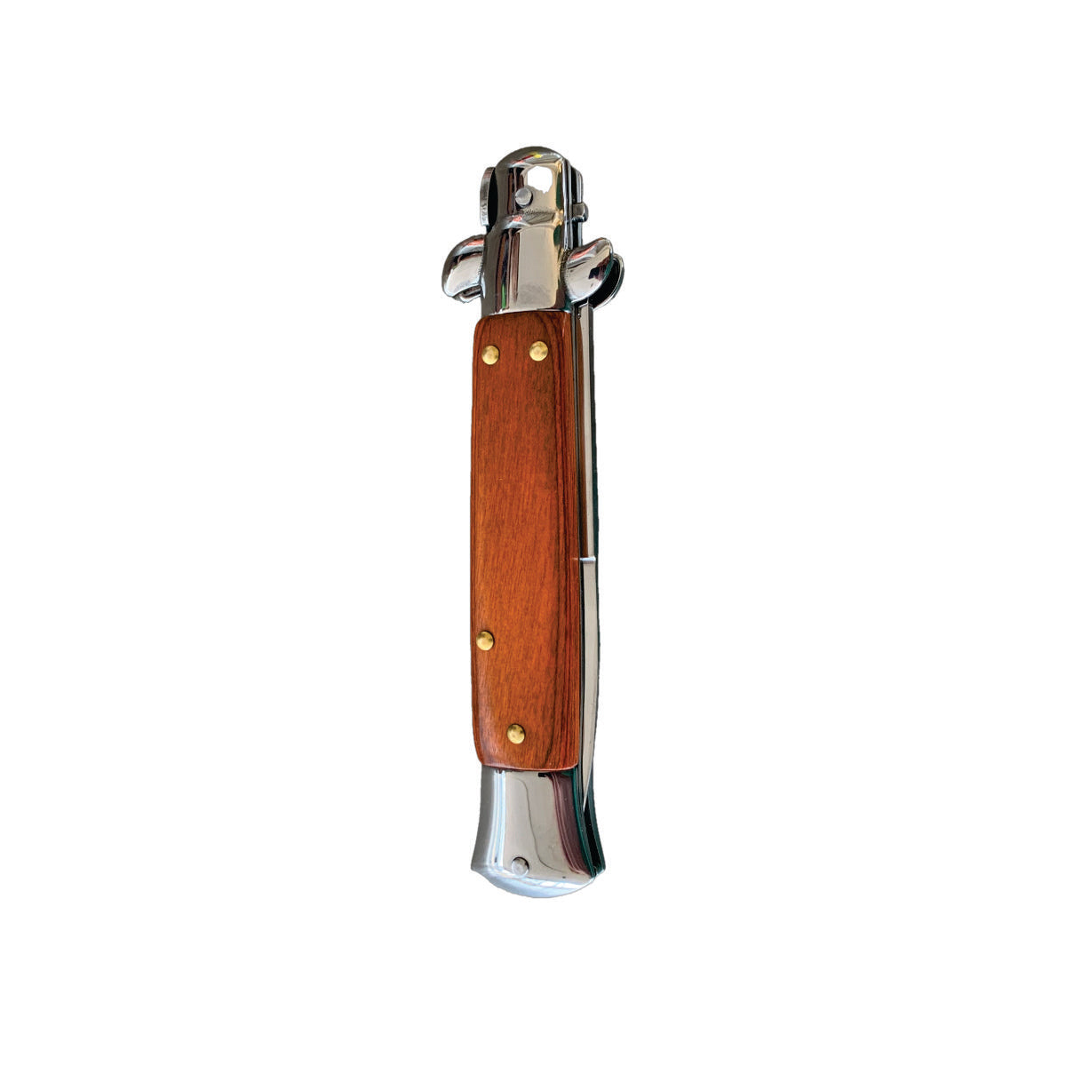 Wood Handle Stiletto with Silver Blade