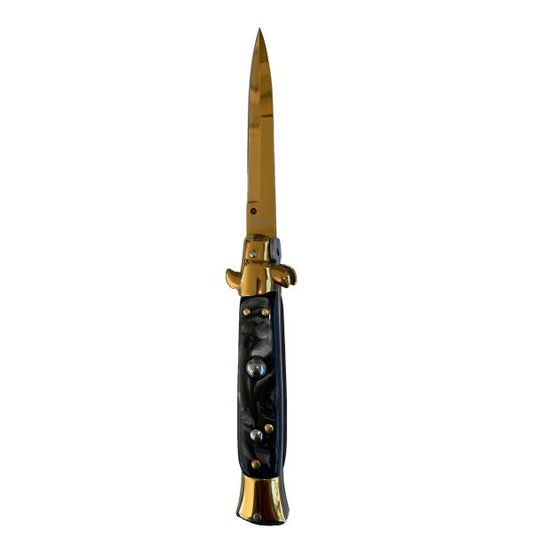 Black Marble Stiletto with Gold Blade