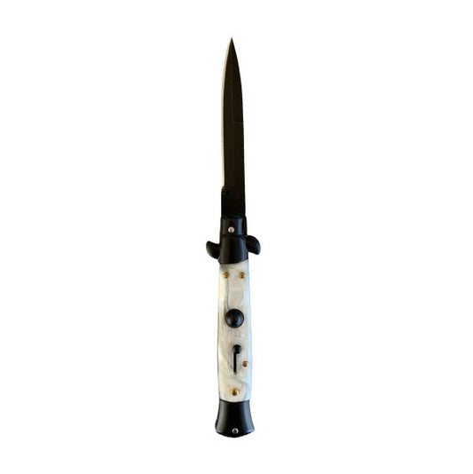 White Pearl Stiletto with Black Blade